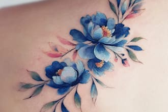 create a beautiful watercolor flowers tattoo design