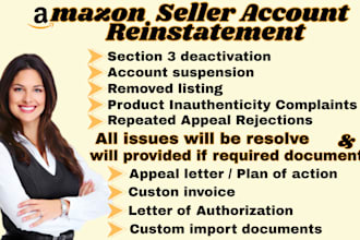 reinstate amazon account and listing fix section 3 violation