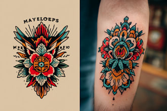 create a rad traditional tattoo design