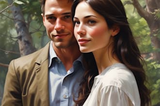 draw cute self portrait, couple