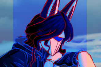 draw stylized faceless robot or masked character art