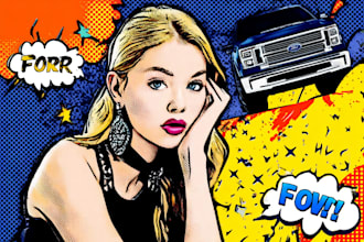 draw pop art portrait in roy lichtenstein style