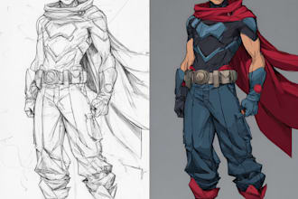 make  a concept art superhero character for anime style comic