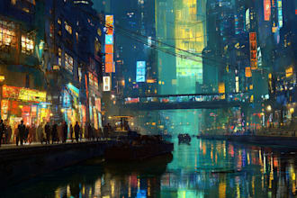 drawing a cyberpunk futuristic city art