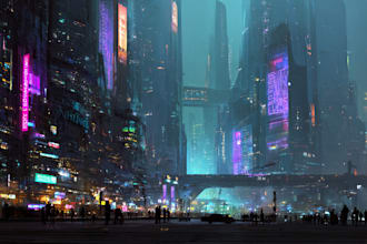 create cyberpunk city style art for any project