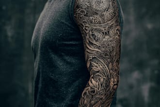 create unique custom tattoo design for you, sleeve tattoo