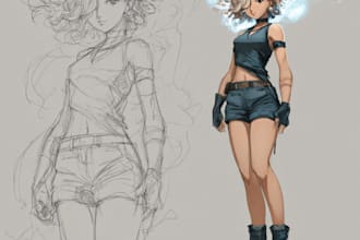 make concept art superhero character for anime style comic