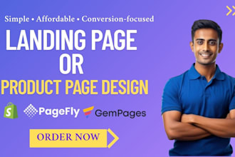 design affordable website or landing page with gempage, pagefly, shopify builder