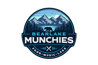 design outstanding mountains, international river vintage logo for you