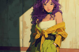 draw an anime character illustration for commercial use
