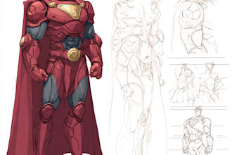 create concept art superhero character design for comics