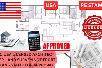do usa licensed architect stamp, land surveying report plans stamp for approval