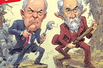 create a political or satirical cartoon