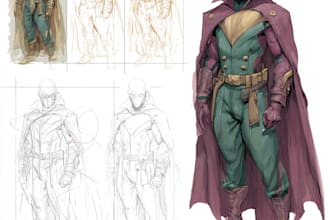 create concept art superhero character design for comics