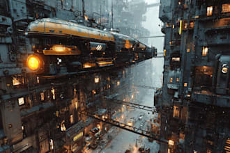 do cyberpunk futuristic city art in unique style