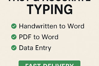 do fast and accurate typing work, data entry, or convert PDF to word