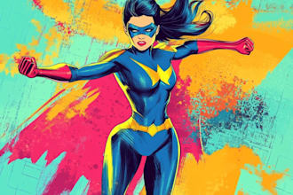 create a professional comic superhero pop art