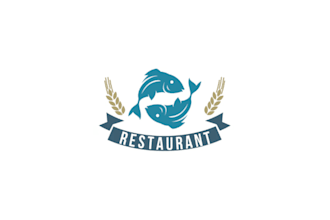 create a seafood logo design using fish, crab, or shell icons