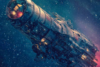 draw science fiction scenes with spaceships and robots