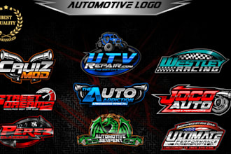 custom racing car, moto and motorsport logo design
