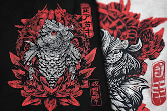 create animal linocut tshirt design for brands