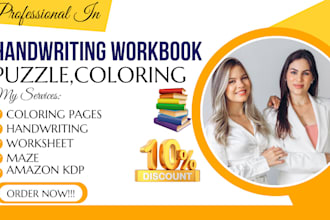 do handwriting, coloring book, puzzle skudo, maze, kids activity book