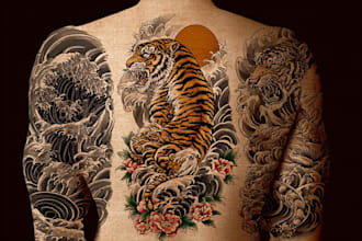 create detailed art japanese style tattoos for you