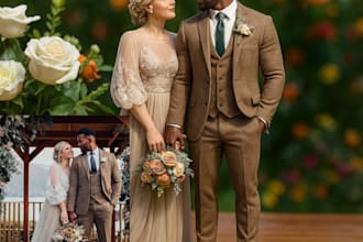 creating prewedding action figures on the podium realistic