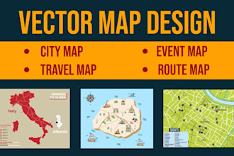 do any city map, vector map, event map, road map and travel map design