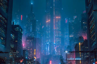 unique science fiction city, cyberpunk concept art illustration