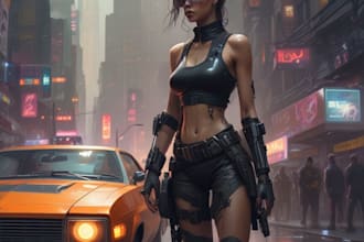 make stunning sci fi, cyberpunk, character art