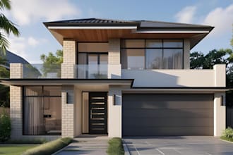 do australian house exterior facade 3d modeling, rendering