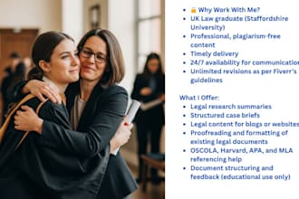 assist with UK legal research, case summaries, and law content writing
