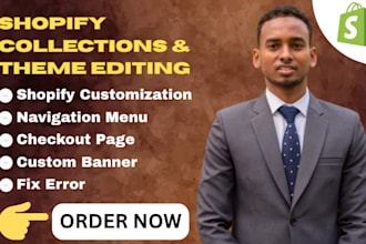 do shopify navigation menu customization checkout page custom banner fix error