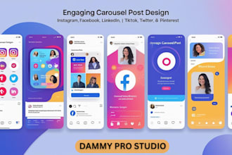 design engaging carousel post for instagram facebook linkedin tiktok pinterest x