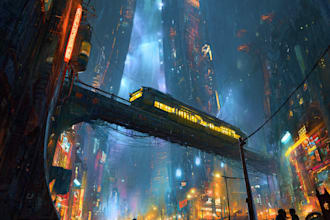 illustrate a cyberpunk futuristic city art