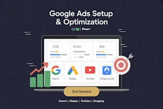 setup google search, display, youtube and shopping ads professionally
