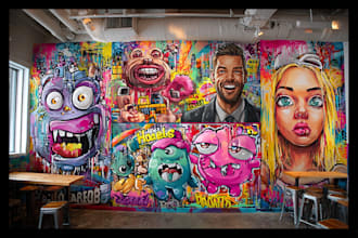 create graffiti street art pop art of any picture