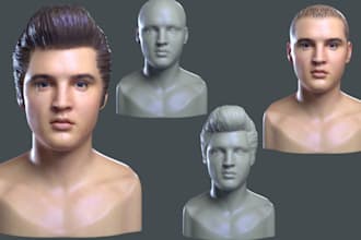 sculpt 3d head model bust full model 3d face model statue miniature for printing