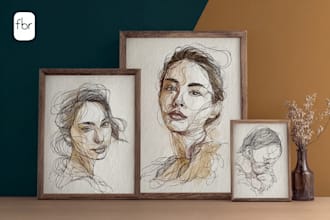 make scribble art, abstract line portrait