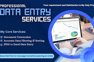 do document conversion, accurate data filtering and jpeg to excel data entry