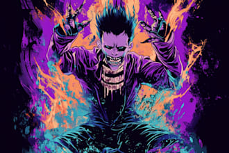 illustrate dark art psychedelic characters and creatures