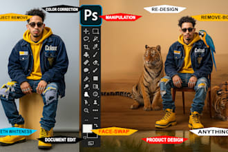 photoshop work, photo editing, color change, face swap, object remove in 2 hours