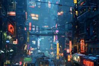 design a cyberpunk futuristic city art