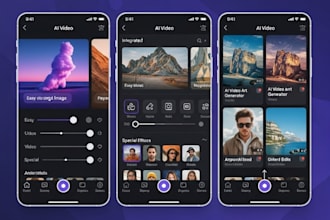 build ai video generator app, ai art app, video editing app, photo editing app