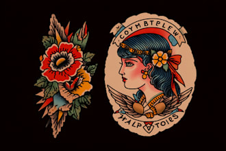 custom drawing your traditional or old school tattoo design