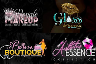 do unique feminine cosmetics, eyelashes, beauty, makeup, spa or hair logo design