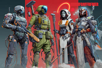 make a sci fi character illustration or sci fi character