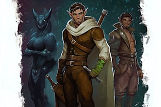 draw dnd art, fantasy character, creature, and dnd party