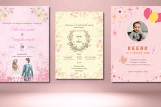 design invitation cards for wedding, party, birthday and eny other events